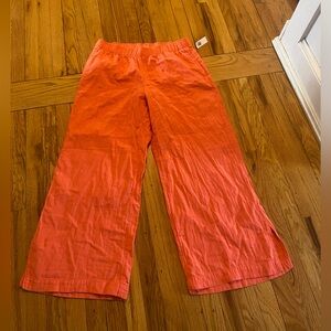 Bright Coral gauze Wide-Leg Pants NWT